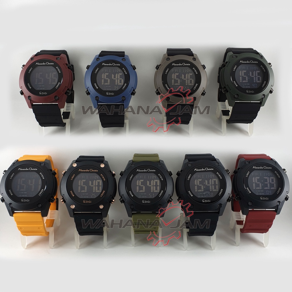 Alexandre Christie AC 9376 MH / Jam Tangan PriaAC9376 Karet Rubber Digital Resin Alexander Cowok