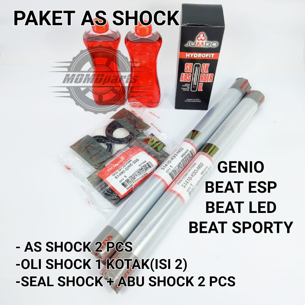 ORIGINAL PAKETAN AS SHOCK DEPAN 1 SET OLI SHOCK DAN SEAL SHOCK PLUS ABU SHOK HONDA BEAT LED BEAT ESP