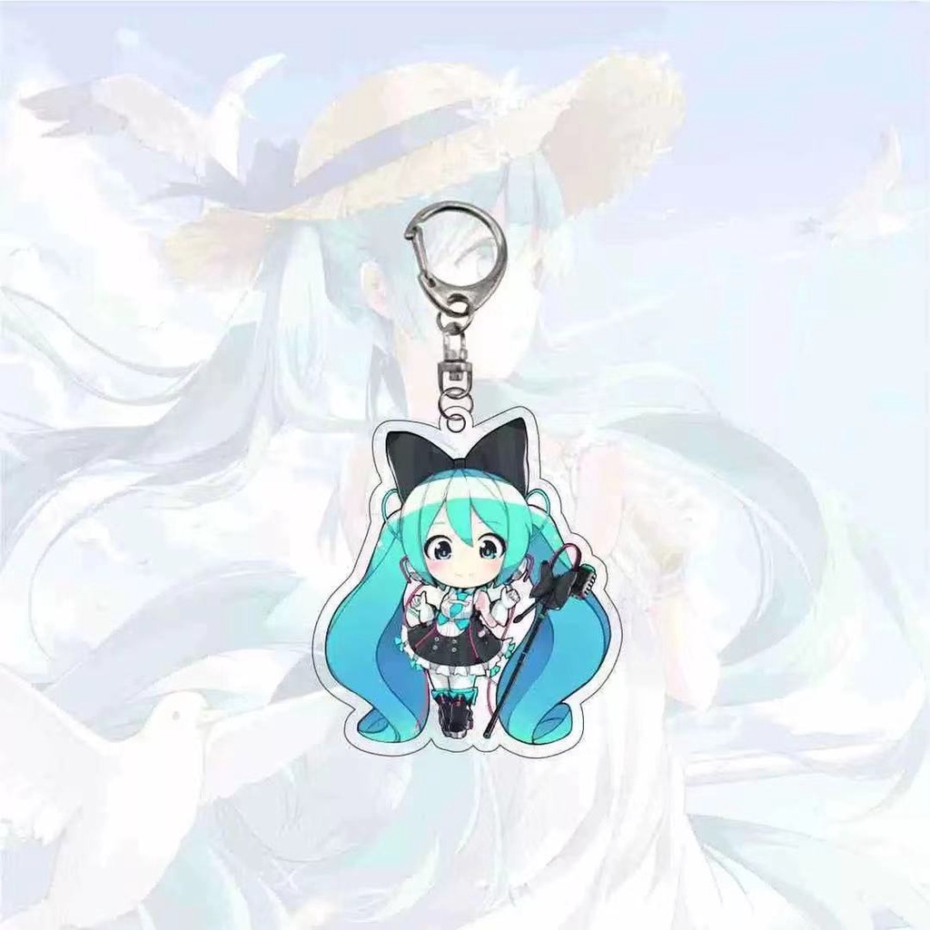 Gantungan Kunci Desain Anime Hatsune Miku Bahan Akrilik Ukuran 6Cm