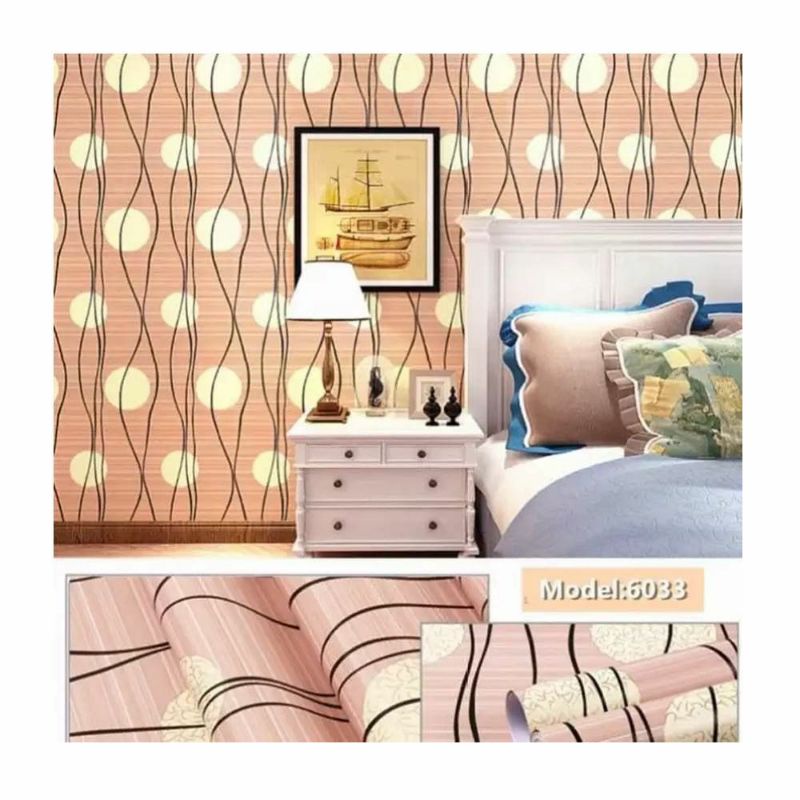 Wallpaper Stiker Dinding Bahan PVC Anti Air / Wallpaper Kamar Tidur Polkadot