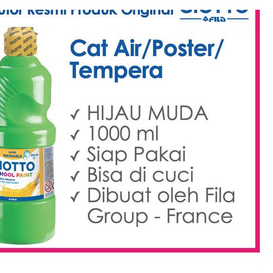 

Giotto School Paint 1000 ml Cinnabar Green Hijau - Cat Kertas