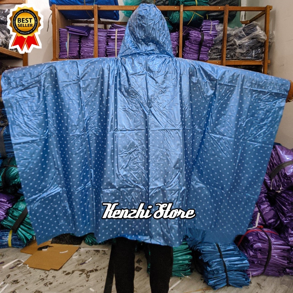 Jas Hujan Ponco Polkadot Kelelawar Murah - Mantel Waterproof Model Polkadot