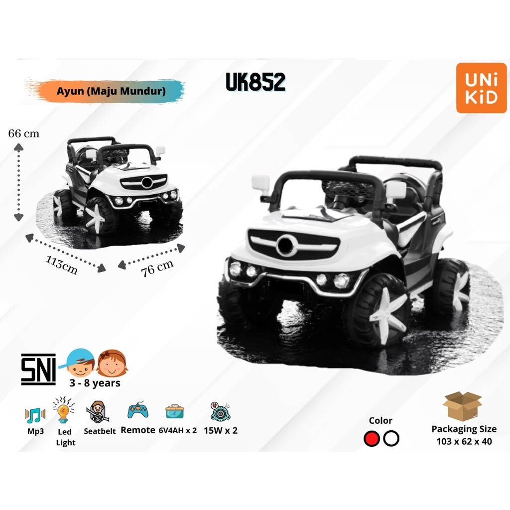 Mainan anak mobi aki Jeep Unimog mini UNIKID (UK852)