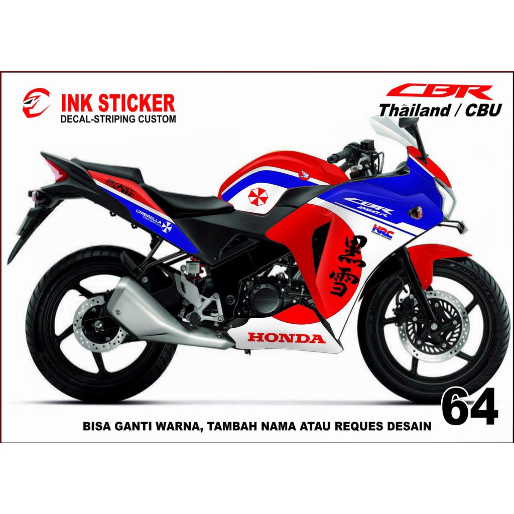 Sticker Decal CBR THAILAND, CBR CBU 150R / 250R 64 fullbody