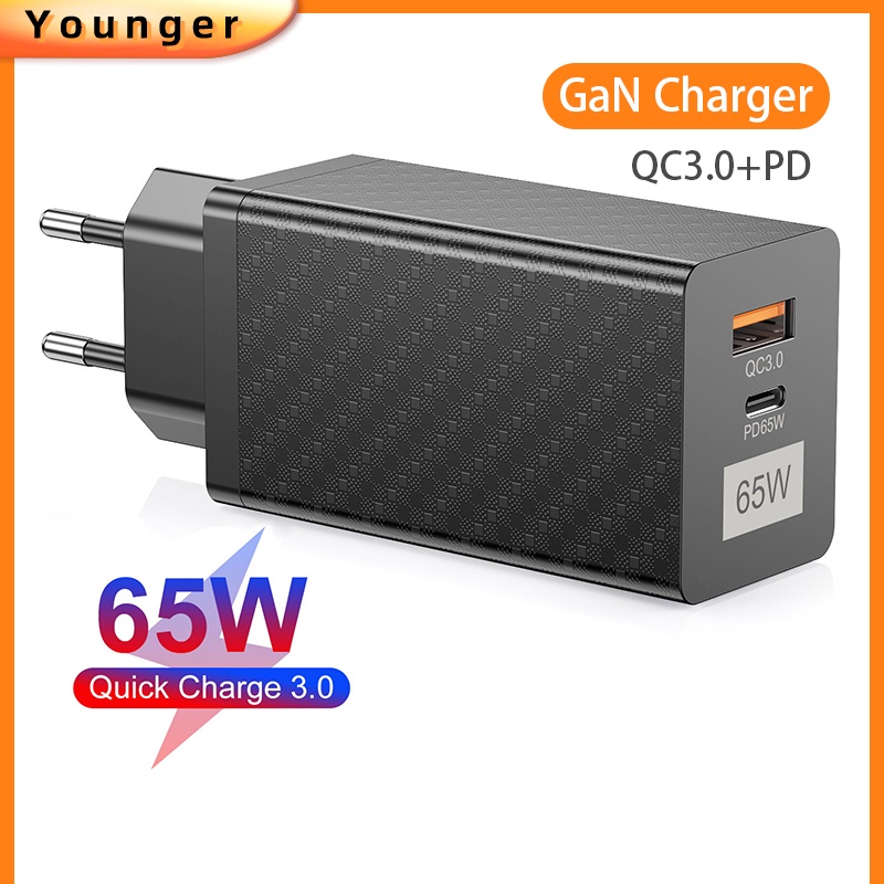 65w GaN Charger USB Tipe C QC3.0 PD Untuk Iphone 14 13 Pro Max Android