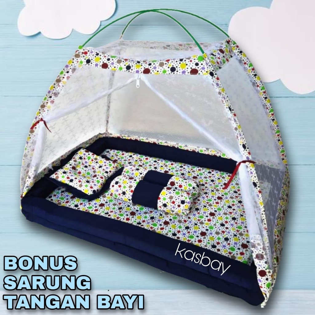 Kasur Bayi Kelambu b + Bonus Sarung Tangan Bayi Set Lengkap Bantal Guling Dan Gratis Tas Mika Terbaru