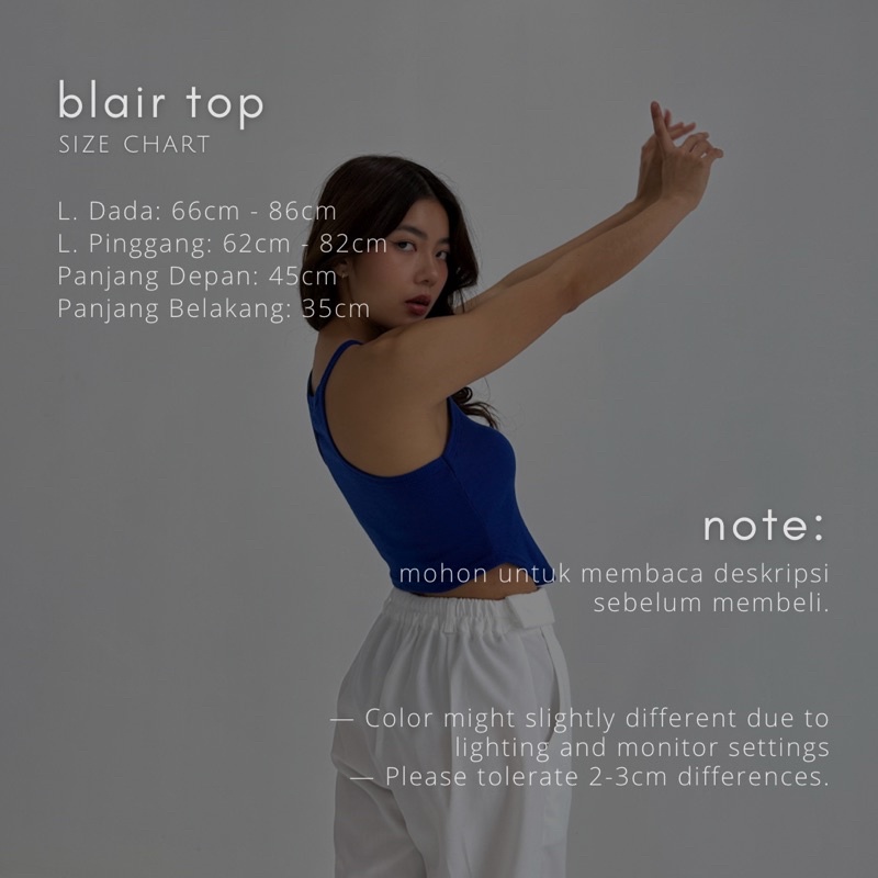 BLAIR TOP - POSHA Ribbed Knit Racer Tank Tanktop Summer Kotak Atasan Crop Top Assymetric Halter Stretch Rib Knit