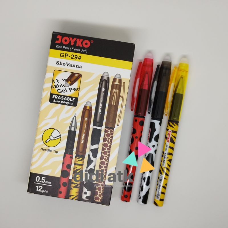 

Pulpen Hapus Joyko GP-294 Shovanna Erasable Gel Pen 0.5mm 1 Pak (12 Pcs)