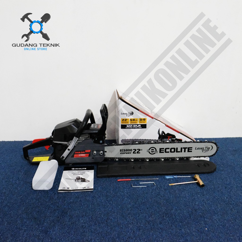 Chainsaw EC6800 22Inch ECOLITE / Mesin Gergaji Kayu Chainsaw Laser Tip EC6800 22&quot; ECOLITE