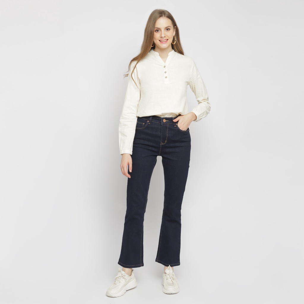 C2 Zatura Navy Jeans Dual Push Bootcut Wanita