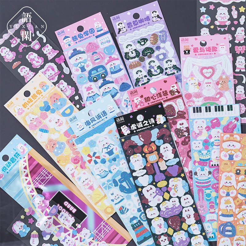 

Glitter Bear and Bunny Diary Deco Stickers