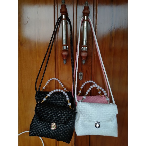 Tas Anyam jali tali selempang/ tas anyam jali slempang/ tas anyam jali wanita/ tas anyam jali mutiar