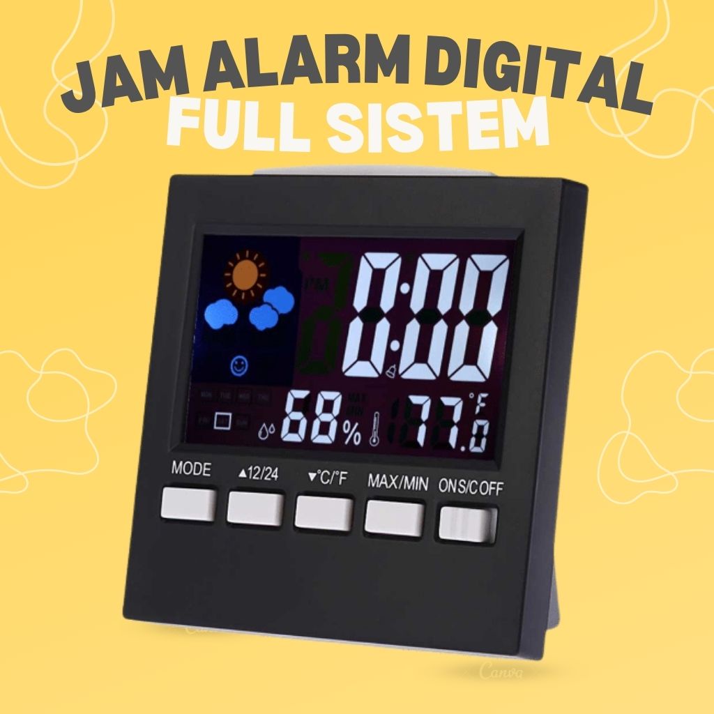 Jual [COD] Jam Alarm LED Thermometer Hygrometer Forecast Weather