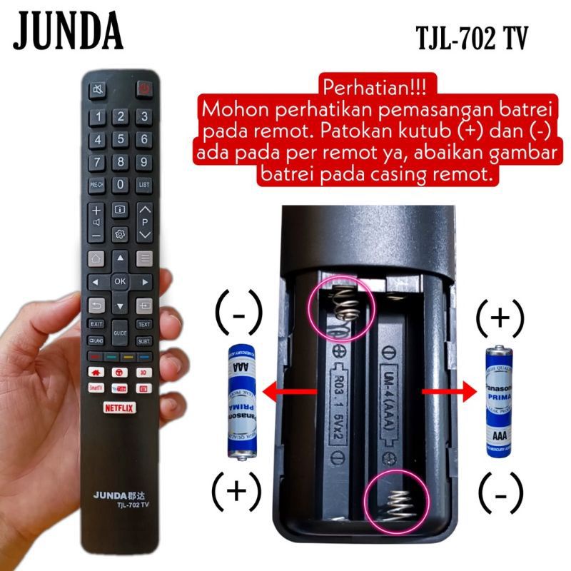 Remot Universal Junda 701/702 Untuk TV LED TCL Smart TV Android Serbaguna bisa ini