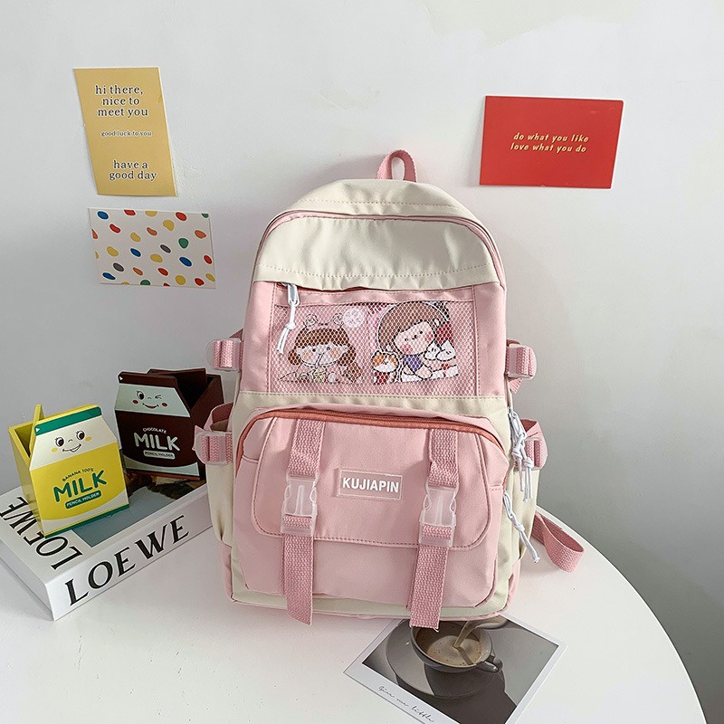 littlekiddoss Tas Ransel Wanita Import Backpack Korean Perempuan 2 Boneka Bross Tas Travelling BA2207