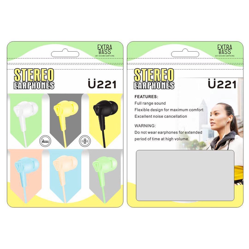 earphone headset macaron +mic U18 / U17 / U221 / U98 / U99 earphone mega bass