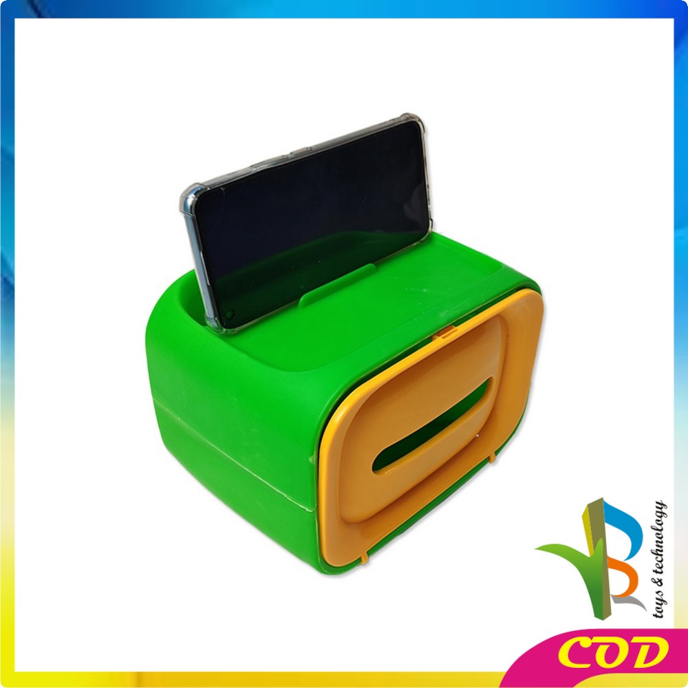 RB-C105 Kotak Tissue Box Organizer Bentuk TV Tempat Tisu + Stand Phone Holder / Home Office Décor