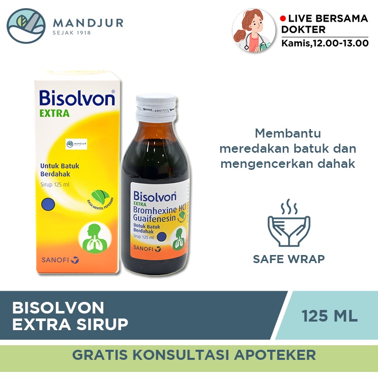 Jual Bisolvon Extra Sirup 125 Ml Pereda Batuk Dan Mengencerkan Dahak