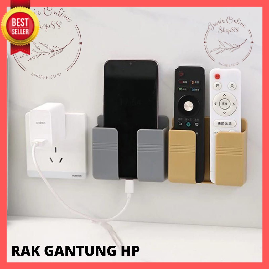 GOS - A104 -  Rak Gantung Cas HP Remote Tempel Tembok / Ceel Phone Hanger Tempel Holder