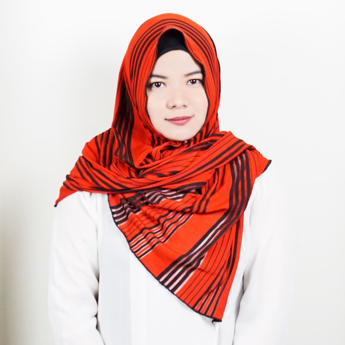 HIJAB / JILBAB PASHMINA MOTIF SALUR - Merah Hitam - 81519 ORIGINAL.