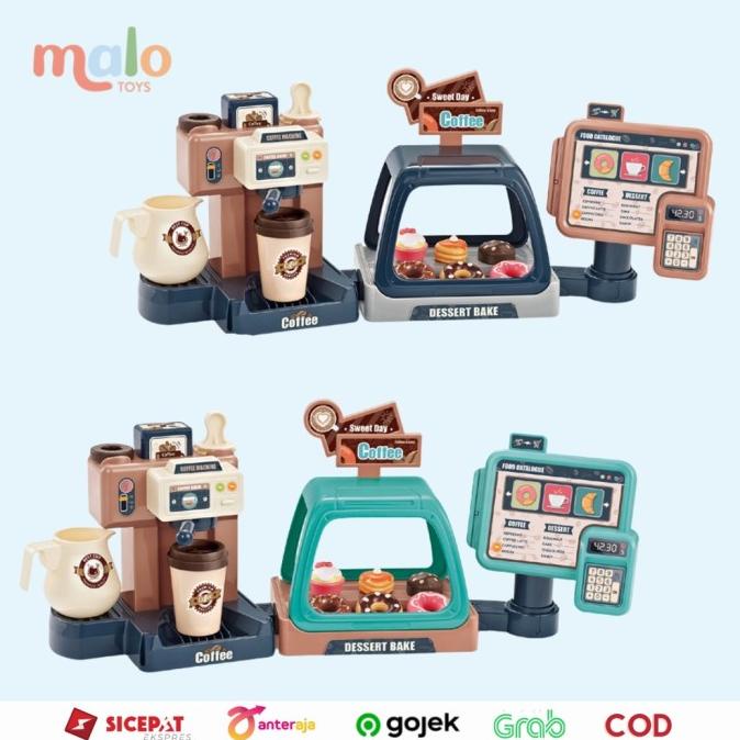 Coffee Machine Shop 41 pcs Desset Bake Cashier Mainan 41pcs Malo Toys