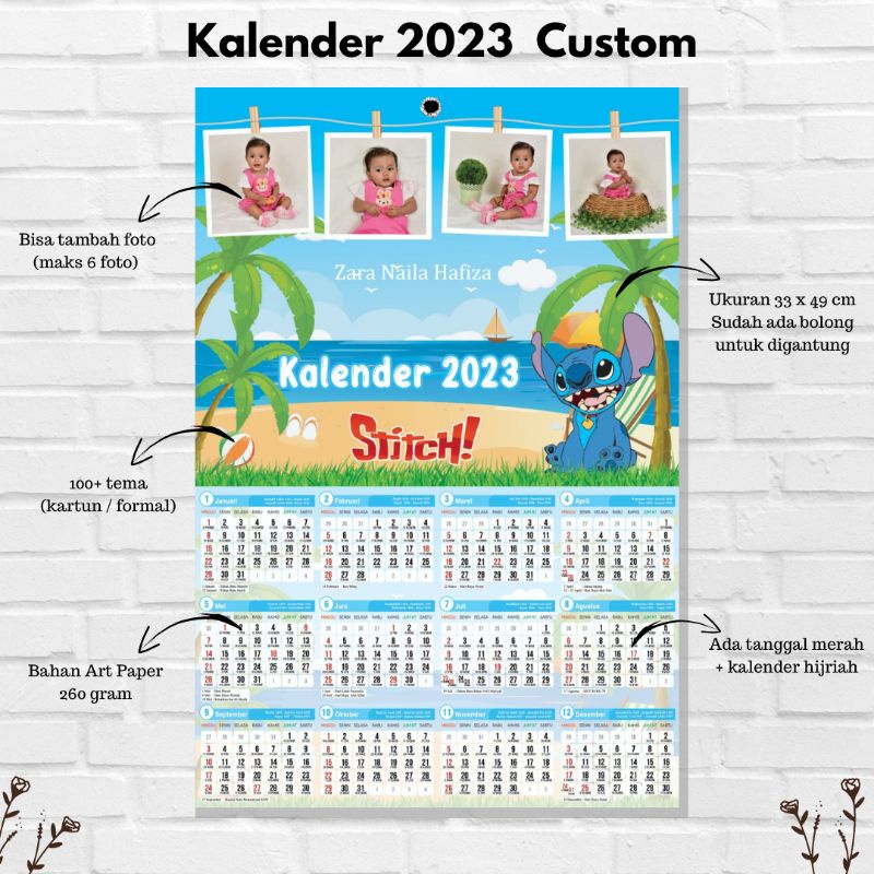 

Kalender dinding stitch 2025 calendar stich Custom Foto