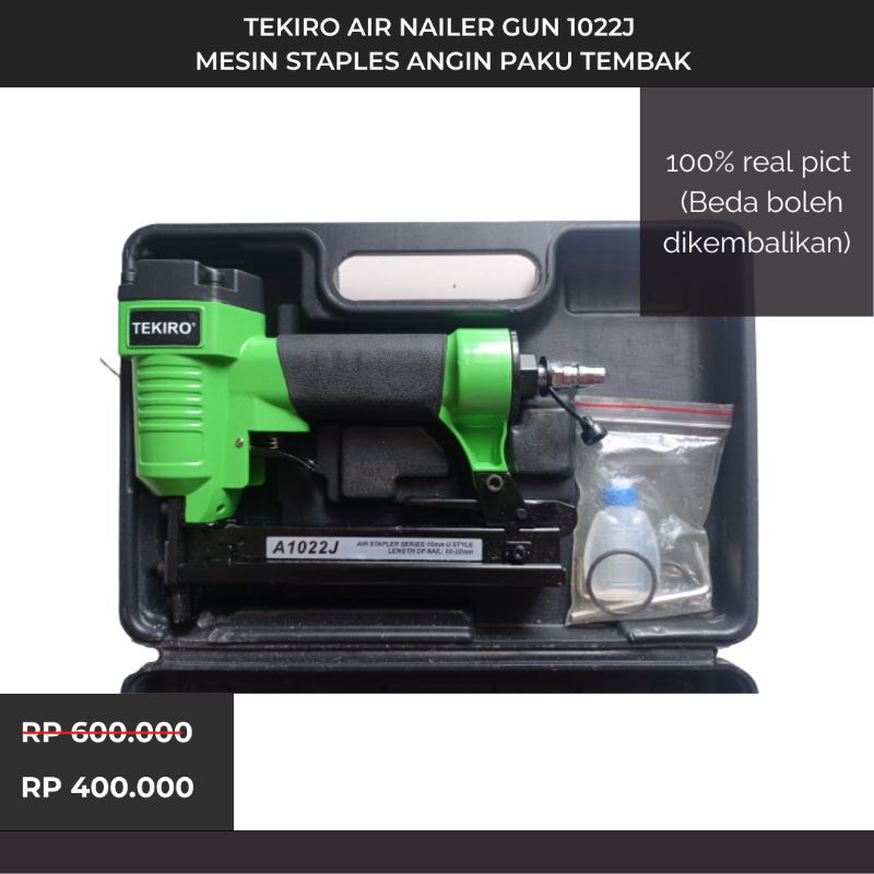 

Tekiro Air Nailer Gun 1022J Mesin Staples Angin Paku Tembak