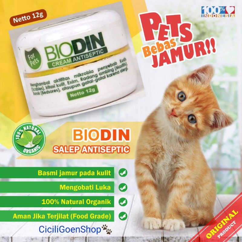 AWAS PALSU! BIODIN CREAM salep Obat Jamur Scabies Demodex exim Luka Kucing Anjing Kelinci pets antisepti