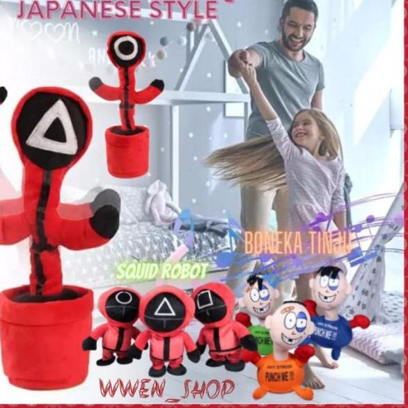 Boneka Kaktus Squid Game Goyang Joget Bisa Bicara Rekam Suara / Mainan - Squid-SEGITIGA