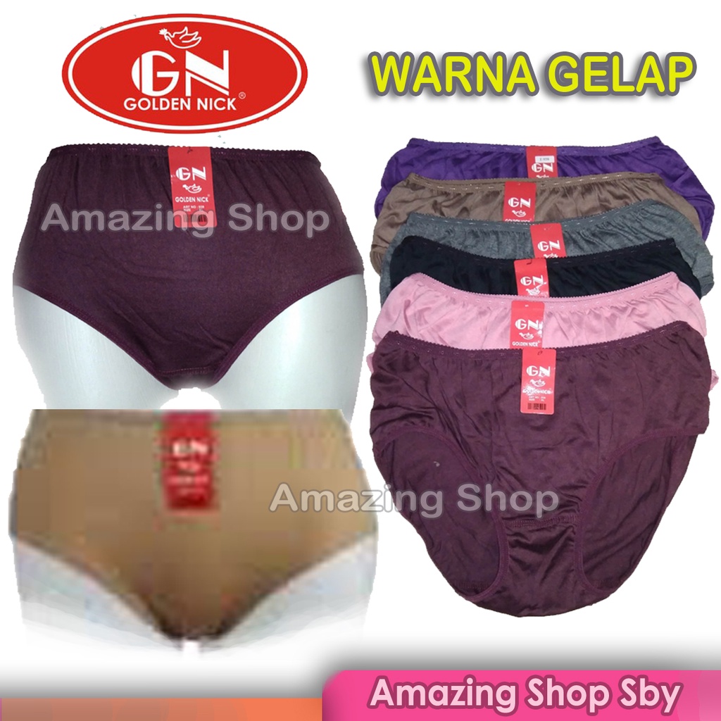 1 Lusin CD Celana Dalam Wanita Merk Golden Nick Lusinan Size M L XL XXL Murah Amazing Shop SBY