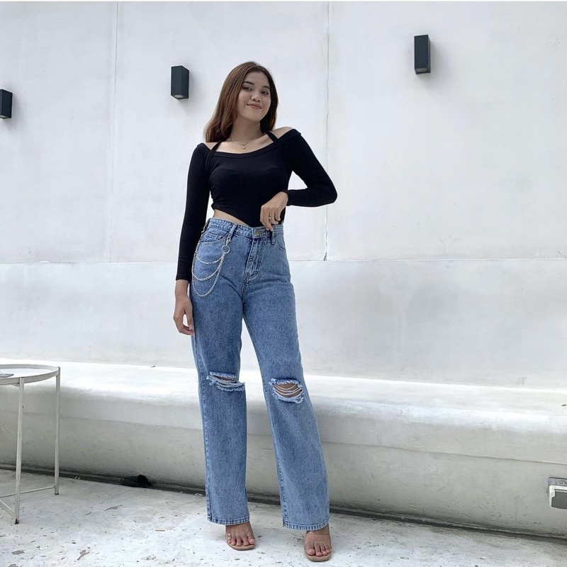 CHAIN RIPPED JEANS 96