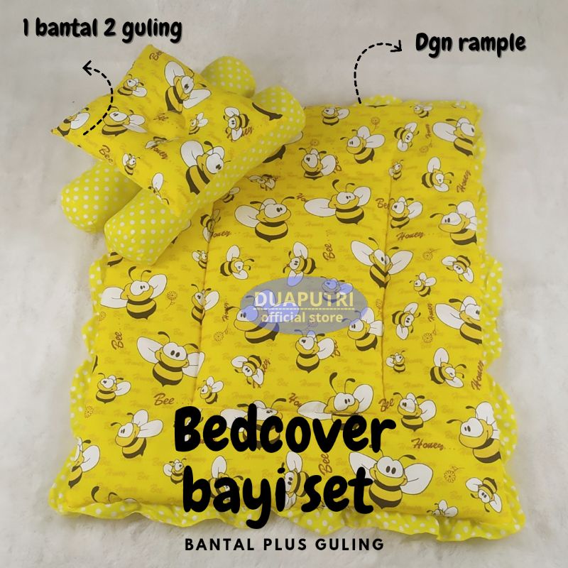 BEDCOVER BAYI RUMBAI / BERCOVER SET BANTAL DAN GULING / BEDCOVER RUMBAI NEWBORN / ALAS TIDUR BAYI / MATRAS TIDUR NEWBORN / SELIMUT BAYI NEWBORN