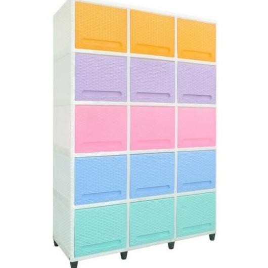 

lemari plastik triple club flip susun 5 stock ready