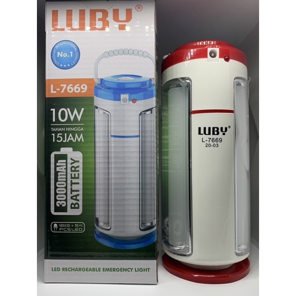 Lampu / Senter / LED Rechargeable Emergency Light Lubby L7669/L2660
