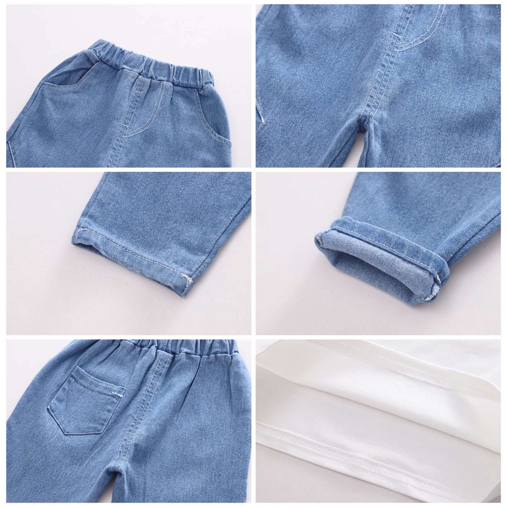 Setelan Anak Laki Laki COLT Pakaian Set 2pcs Kaos Lengan panjang dan Celana Jeans Panjang Anak  Import