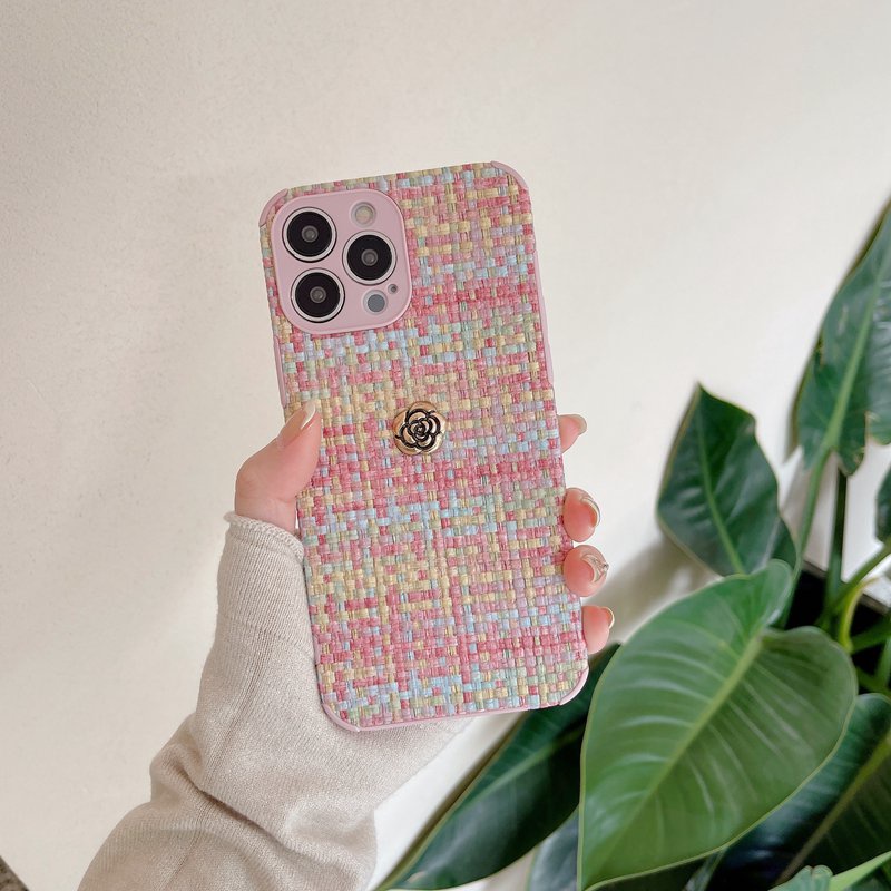 Soft Case Motif Bunga camellia Bahan Kain Metal Untuk IPhone 7 8 Plus 7 + 8 + XR XS Max 11 12 13 Pro Max 14 Plus 14 Pro Max