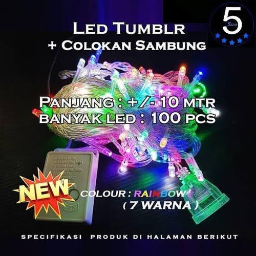 LED Tumblr Lampu Natal Hias 7 Warna Colokan Sambungan Panjang 10m