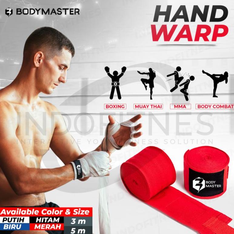 PRODUK- BODYMASTER HAND WRAP 3M / 3 METER FOR BOXING MMA MUAY THAI KICKBOXING HAND WRAP BO .