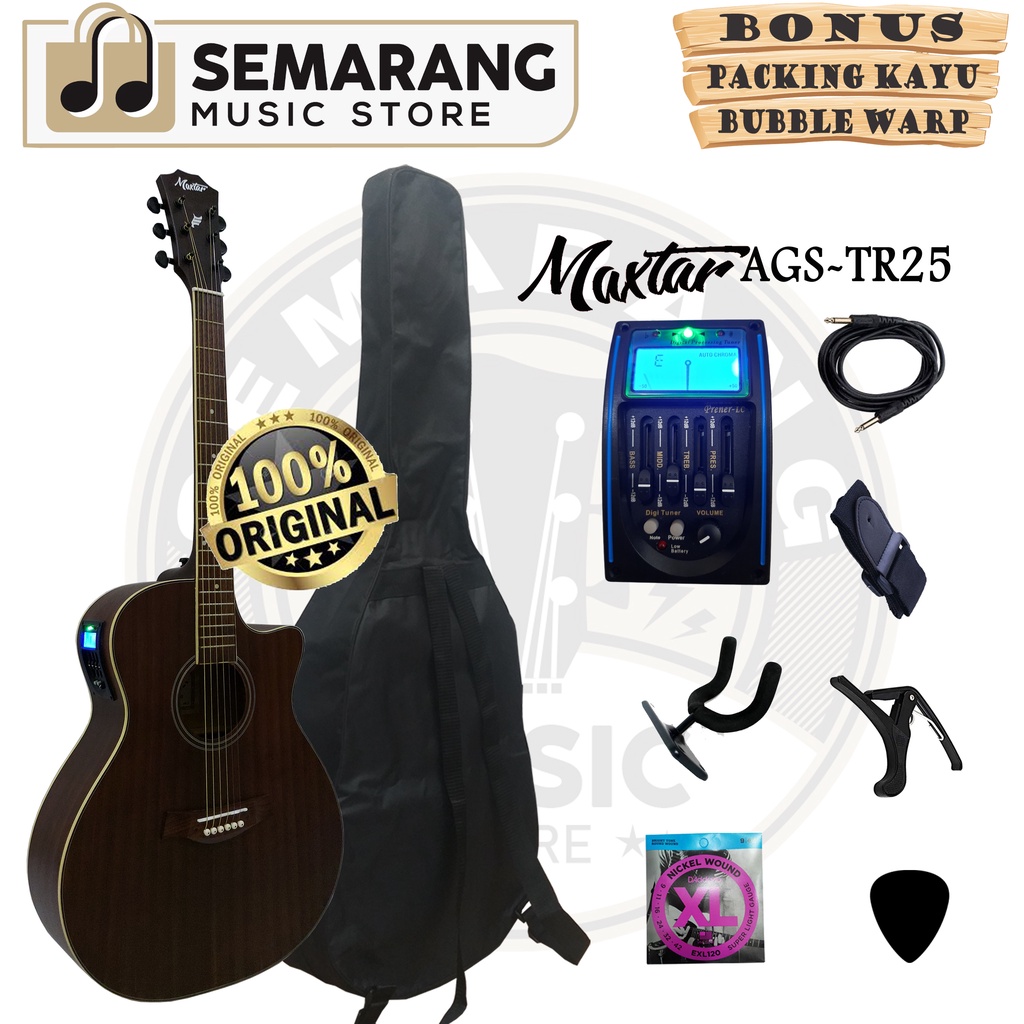 ORIGINAL!!! Gitar Akustik Elektrik Maxtar AGS-TR25 Gitar Akustik Original Preamp Equalizer Tuner LC Prener