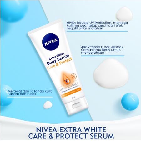 ^ KYRA ^ Nivea Body Serum Extra White Care &amp; Protect Hijab Cooling Triple UV Protection