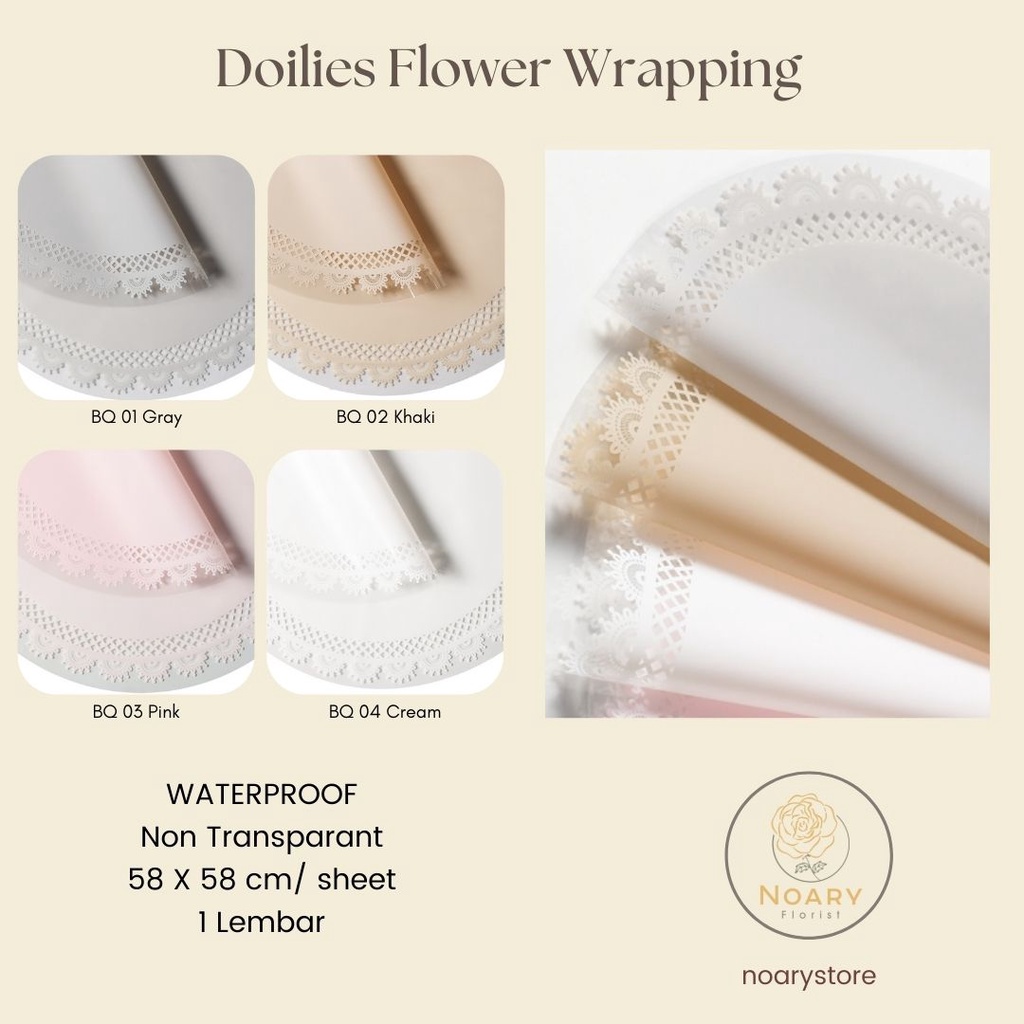 Doilies Flower Wrapping Kertas Bunga Wrapping Cellophane Paperwrap Buket Bunga Bungkusan Bunga / Flower Wrapping / Cellophane / Wrap / Kertas Bunga / Kertas Kado / Flower Paper / Kertas Grosir / Kertas Import / Kertas Cellophane / Florist / Buket Bunga