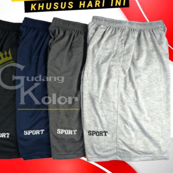 Celana Pendek Pria Big Size Polos Santai Kaos 7/8 Jumbo - Hitam