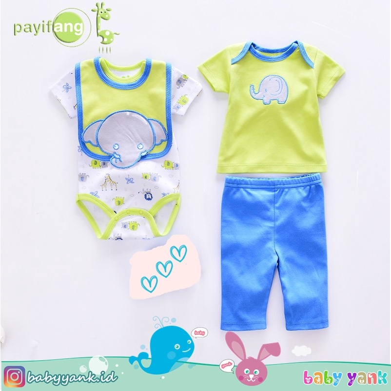 ♥BabyYank♥ Set 4in1 Bayi - Jumper Slaber Baju Celana Bayi 4in1 Set CarterLove, Payifang Import SNI