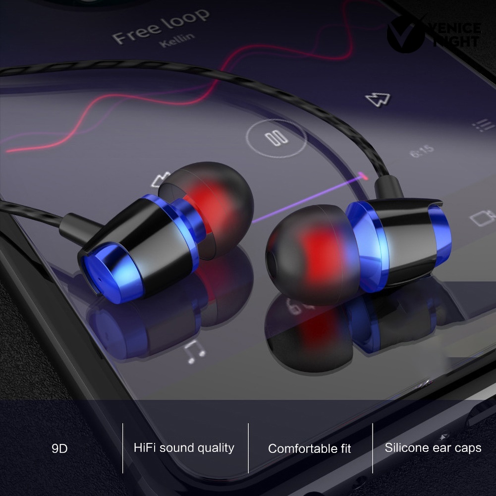 (VNEP) (Berkabel) Dual Moving Coil 4-core In-Ear HiFi Bass Earphone Musik Olahraga Headset