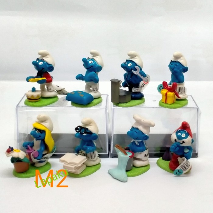 Miniatur pajangan Topper cake Smurf Figure set 8pcs