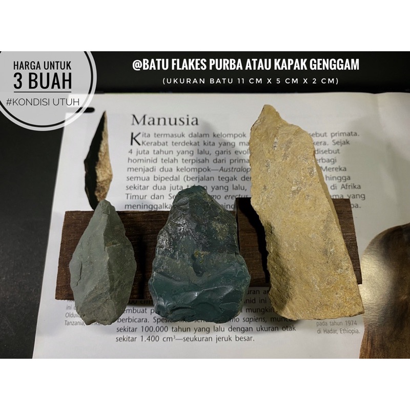 Batu Flakes Purba C16 atau Kapak Genggam atau Kapak Perimbas Temuan atau Alat Serpih