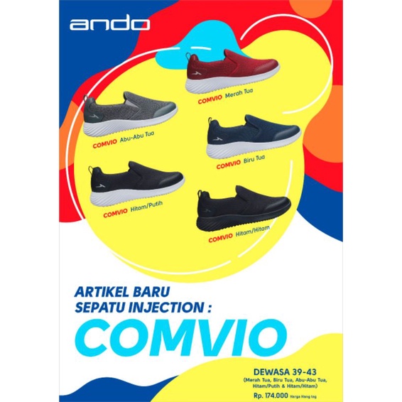 SEPATU ANDO COMVIO ORIGINAL SNEAKERS SLIP ON PRIA BAHAN RAJUT CASUAL