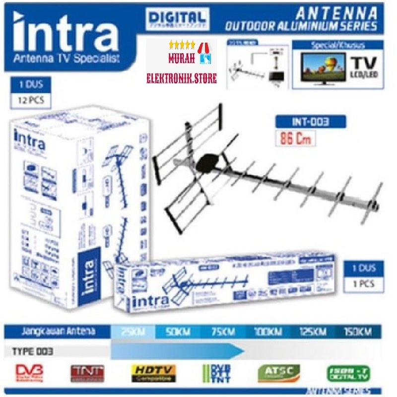 Antena Digital Outdoor TV LCD LED Intra 003 Free Kabel Antena dan Jek HM-003 Kabel Panjang 13m