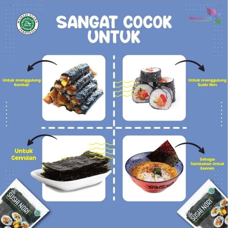 

bGF JAVA SUSHI NORI SEEWEED RUMPUT LAUT PANGGANG HALAL 5/10/20/50 LEMBAR