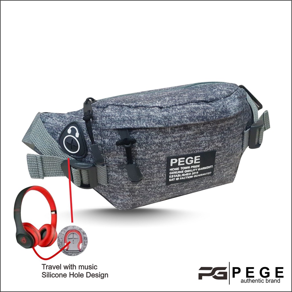Tas Selempang Waistbag PEGE Kanvas Pria Model Simpel Kasual - PG 8930